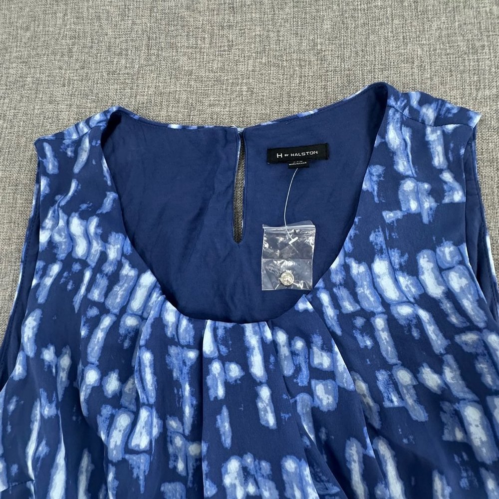 H By Halston Sleeveless Blouse Blue Layered Tie Dye 22W Brand New Polyester Rayo - Picture 2 of 11